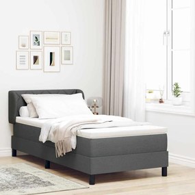 vidaXL Cama Box com colchão Cinzento escuro 90 x 200 cm tecido