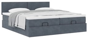 Estrutura cama otomana colchões 180x200 cm cinzento escuro
