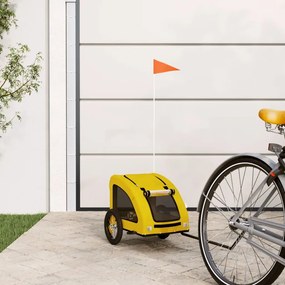 vidaXL Reboque bicicleta p/ animais tecido oxford/ferro amarelo