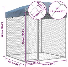 Canil de exterior com toldo 193x193x225 cm