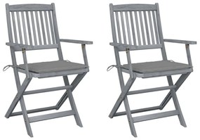 vidaXL Cadeiras exterior dobráveis c/ almofadões 2 pcs acácia maciça