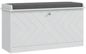 Banco Sapateira Moderno de Madeira com Prateleiras Ajustáveis e Almofada Acolchoada para 8 Pares de Sapatos 80x26x45 cm Branco