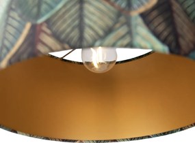 Candeeiro suspenso preto com abajur de folha e interior dourado 35cm - Cava