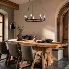 Candeeiro suspenso industrial preto 7 luzes - Knight