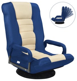 Cadeira Gaming de chão ajustável em 6 posições com base giratória de 360° para leitura e relaxamento 61-87 x 55 x 75 cm  Azul
