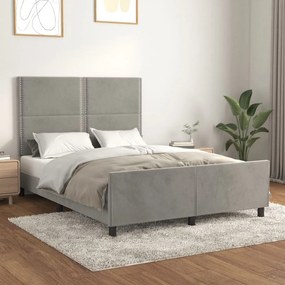 Estrutura de cama sem colchão 140x190 cm veludo cinzento-claro