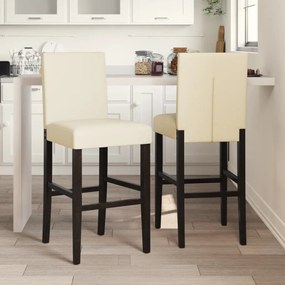 vidaXL Cadeiras de bar 2 pcs seringueira maciça e couro artificial