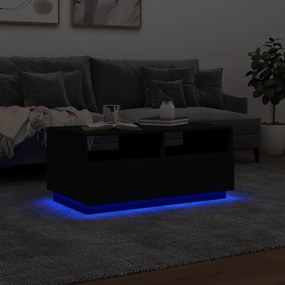 Mesa de centro com luzes LED 90x49x40 cm preto