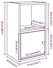 Estante 31x24x52 cm derivados de madeira cinzento cimento
