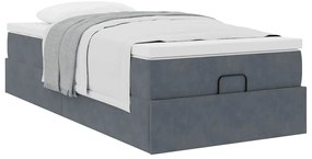 Estrutura cama otomana colchão 80x200 cm veludo cinzento escuro