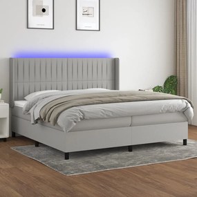 vidaXL Cama box spring c/ colchão e LED 200x200 cm tecido cinza-claro