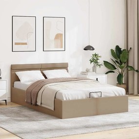 Cama hidrául. arrumação e LED 120x200cm couro artif. cappuccino