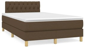 vidaXL Cama box spring c/ colchão/LED 120x190cm tecido castanho-escuro