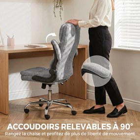 Cadeira de escritório com função de massagem e aquecimento, cadeira de escritório ergonómica com altura ajustável e função de balanço, cinzenta