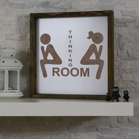Pintura Decorativa em MDF com Moldura KZM030 – Castanho e Branco – 34