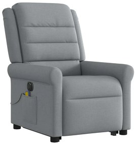 Poltrona elétrica reclinável massagens tecido cinzento-claro