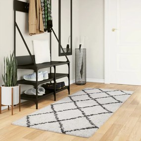 Tapete shaggy de pelo alto PAMPLONA 80x200 cm creme e preto
