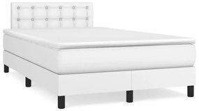 vidaXL Cama boxspring com colchão 120x190 cm couro artificial branco