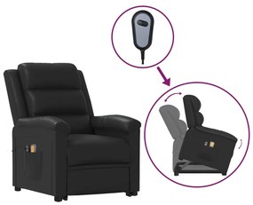 vidaXL Poltrona massagens elevatória couro artificial preto