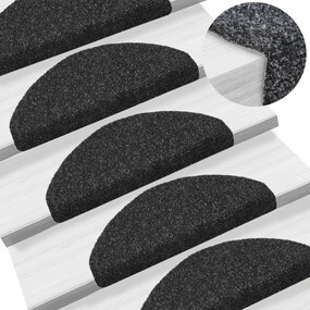 vidaXL Tapetes de escada autoadesivos 5 pcs 65x21x4 cm agulhado preto