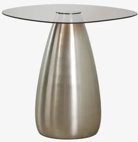 Mesa Auxiliar Quadrada 50x50 Cm Em Vidro Temperado Mariana Cinzento Escovado - Sklum