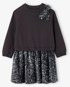 Vestido de Natal com lantejoulas efeito 2 em 1, para menina antracite