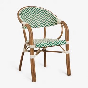 Pacote Com 2 Cadeiras De Jantar Empilháveis De Alumínio Brielle Bistro Com Braços Verde Couve - Gardénia Branco - Sklum