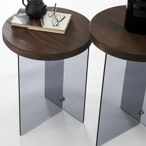 Conjunto de Mesas de Centro Serenity – Nogueira e Cinzento Escuro – 35