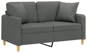 Sofá 2 lugares +almofadas decorativas 120cm tecido cinza-escuro