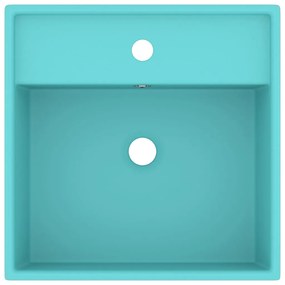 Lavatório luxuoso quadrado 41x41 cm cerâmica verde-claro mate