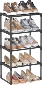 Sapateira com 4 prateleiras 30 x 42,5 x 71,5 cm para 5 a 10 pares de sapatos, preta