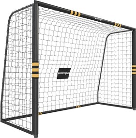 Baliza de Futebol para Jardim 300x120x200 cm com Rede, Estrutura Metálica e Proteção Acolchoada EPE, Preto e Amarelo