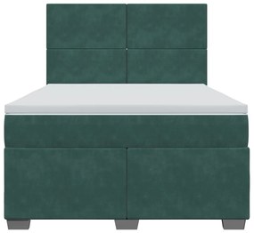 Cama com molas/colchão 140x190 cm veludo verde-escuro