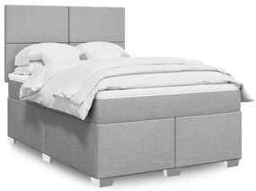 Cama com molas/colchão 160x200 cm tecido cinzento-claro