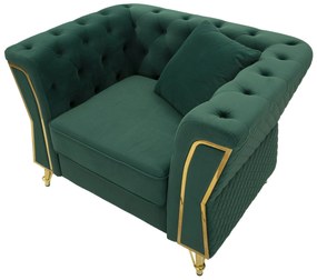 POLTRONA EMY COM ALMOFADA 104X83X76 CM VERDE E DOURADO