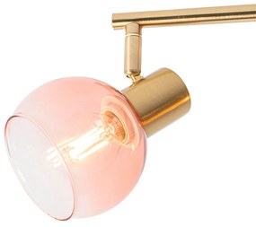 LED Foco inteligente dourado com vidro cor-de-rosa incl. 4 Wifi P45 - Vidro Art Deco