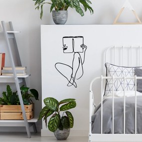 Acessório Decorativo de Parede em Metal Book Reading – Preto – 43 x 70