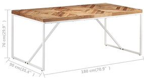 Mesa de jantar 180x90x76 cm madeira acácia maciça e mangueira