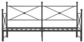Cama de dia com gavetão sem colchão 80x200 cm aço preto