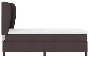 Cama Box com Colchão Marrom Escuro 100x200 cm em Tecido