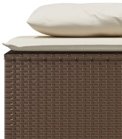 3 pcs conjunto jantar p/ jardim c/ almofadões vime PE castanho