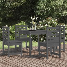 vidaXL 5 pcs conj. jantar p/ jardim madeira de pinho maciça cinzento