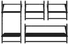 4 pcs prateleiras de parede derivados de madeira preto