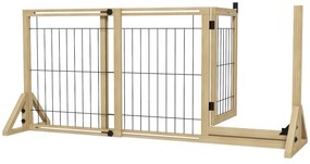 PawHut Barreira de Segurança para Cães Extensível de 2 Painéis e Pés de Apoio Triangular 112-159x44x70 cm Madeira | Aosom Portugal