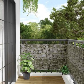 vidaXL Tela de privacidade p/ varanda aspeto pedra 300x120 cm PVC