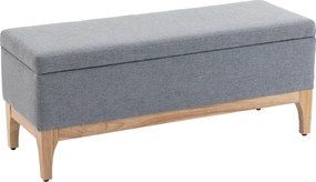Banco com arrumação, baú com tampa removível em estilo escandinavo, em tecido de linho, 110 x 39 x 45 cm, cinzento