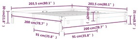 Estrutura de cama 200x200 cm pinho maciço preto