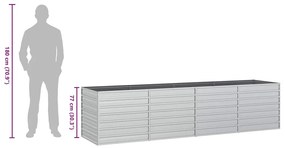 Canteiro elevado de jardim 320x80x77cm aço galvanizado prateado