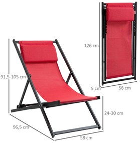 Conjunto de 2 Espreguiçadeiras Dobráveis com Encosto Reclinável em 5 P