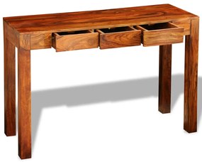 vidaXL Mesa consola com 3 gavetas 80 cm madeira acácia sólida